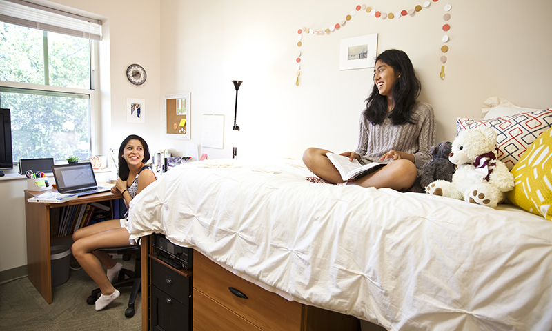 Two Oxford students in a residence hall